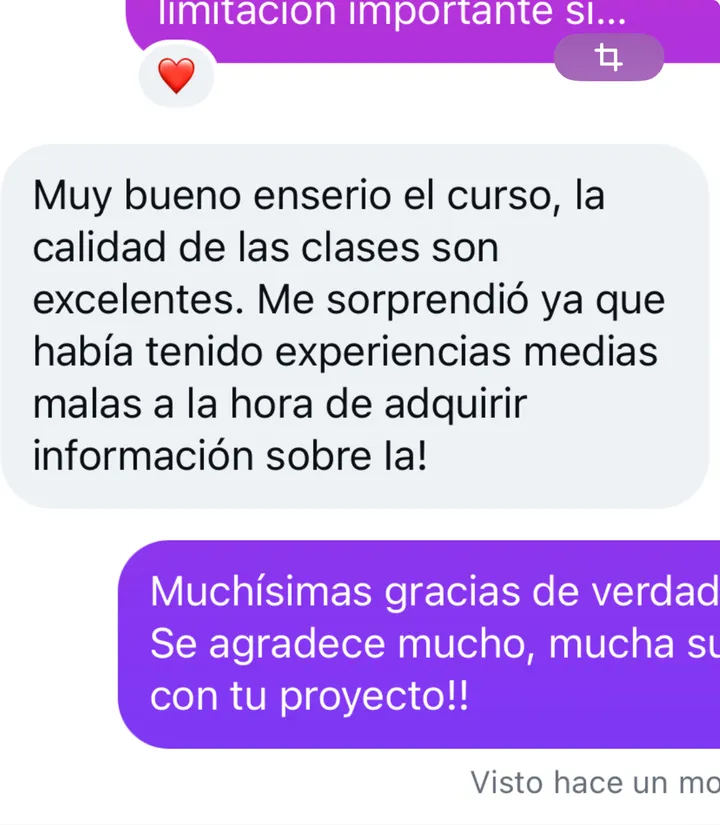 Captura de un mensaje real de un alumno