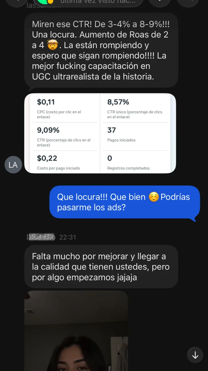 Captura de un mensaje real de un alumno