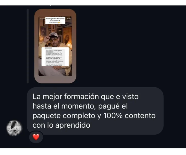 Captura de un mensaje real de un alumno