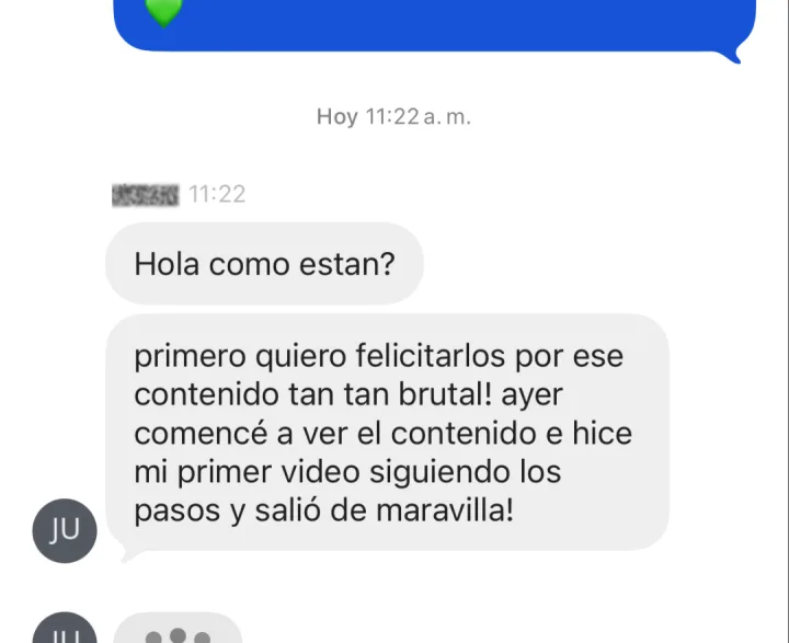 Captura de un mensaje real de un alumno