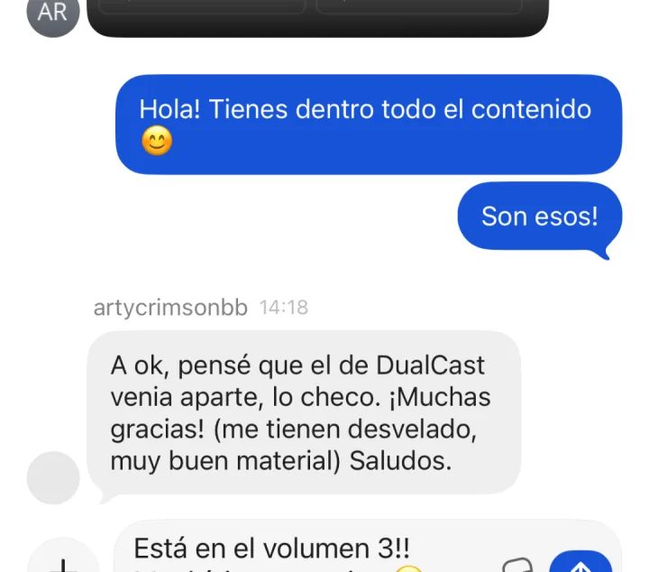 Captura de un mensaje real de un alumno