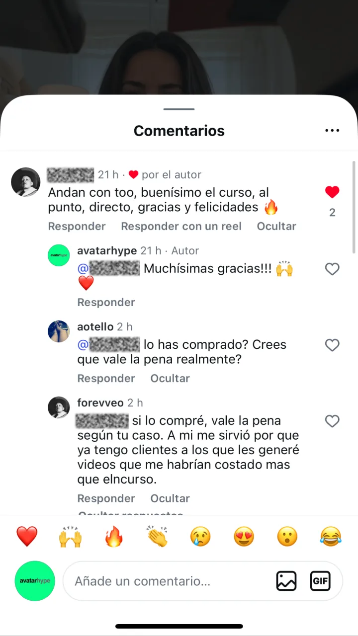 Captura de un mensaje real de un alumno
