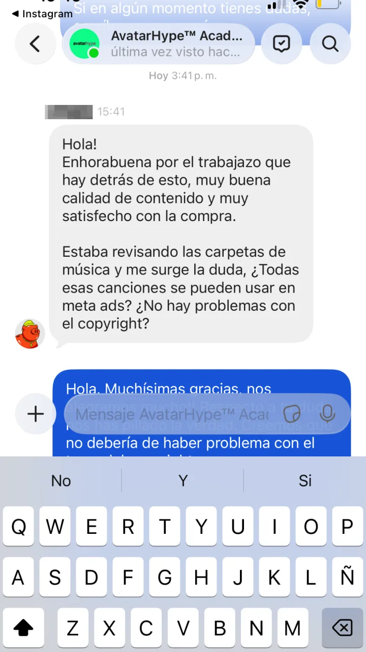 Captura de un mensaje real de un alumno
