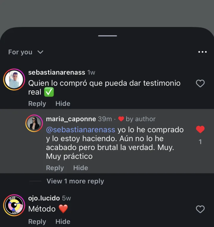 Captura de un mensaje real de un alumno