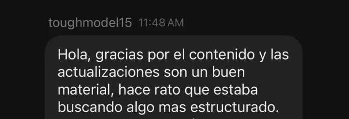 Captura de un mensaje real de un alumno
