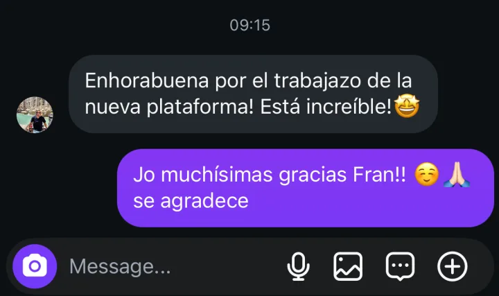 Captura de un mensaje real de un alumno