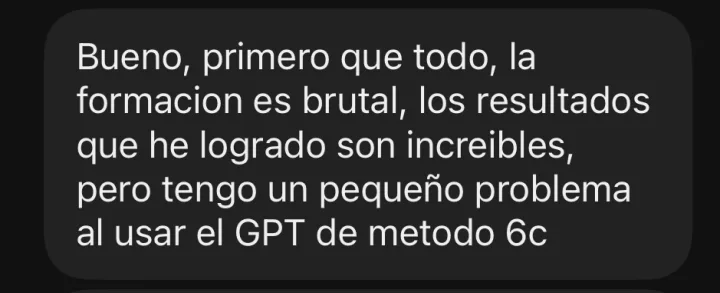 Captura de un mensaje real de un alumno
