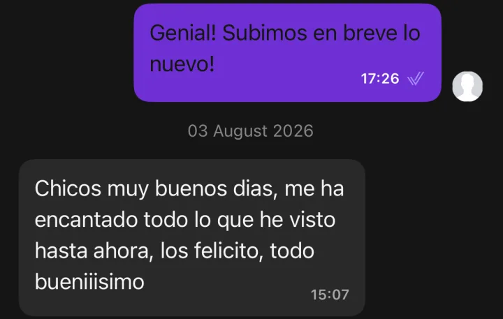 Captura de un mensaje real de un alumno