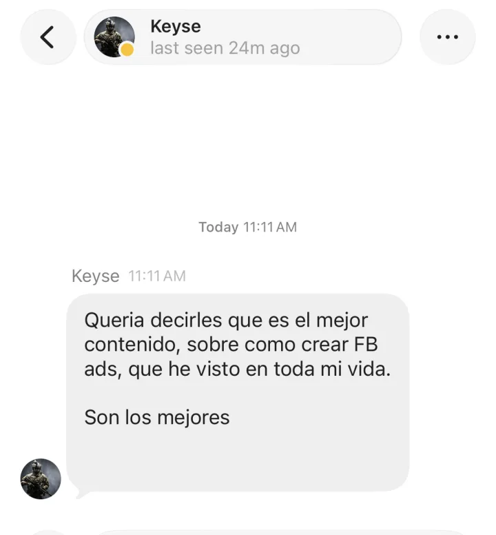 Captura de un mensaje real de un alumno
