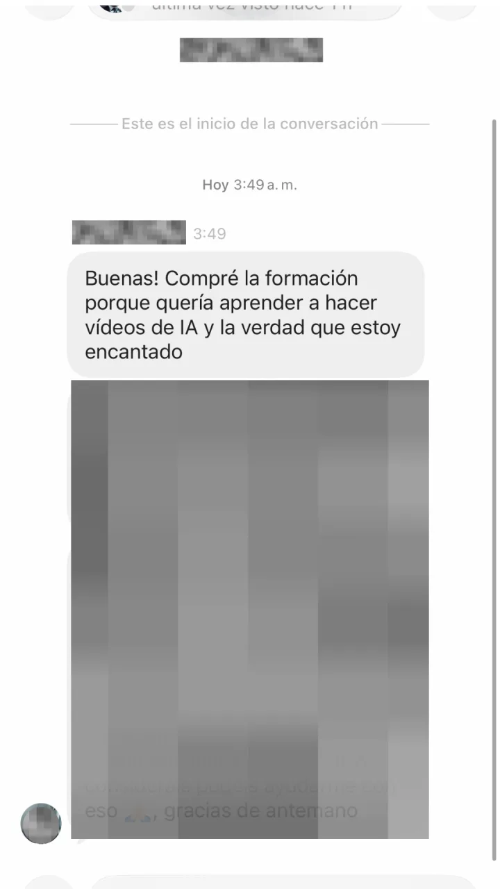Captura de un mensaje real de un alumno