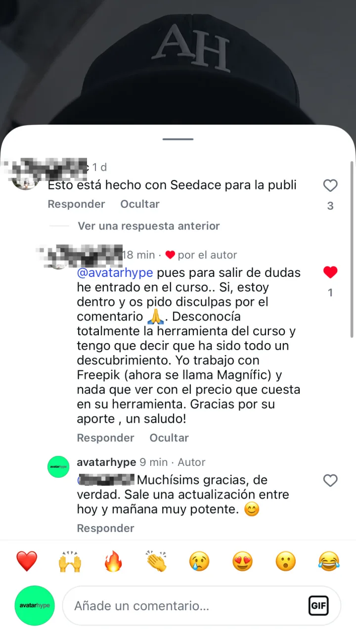 Captura de un mensaje real de un alumno