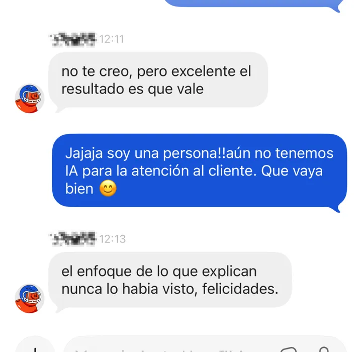Captura de un mensaje real de un alumno